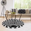Round Black White Grid Carpet 3D Vortex Room Bedroom Anti