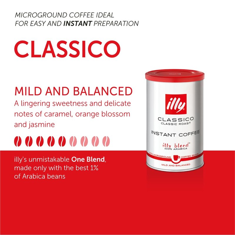 illy Instant Coffee- 100% Arabica Coffee – Classico Medium Roast