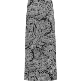 WearAll Women's Paisley Print 70S Boho Stretch Long Maxi Skirt 14-28 - Black - 16