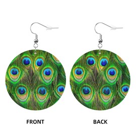 Peacock Feather Earrings For Women, Dangle Earrings Jewelry For Women, Lightweight Faux Leather Earrings Gifts