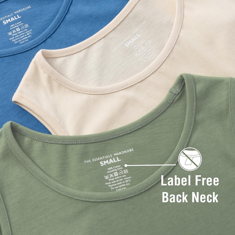 The Essentials Wardrobe Ladies TEW 3 Pack Vest - Khaki