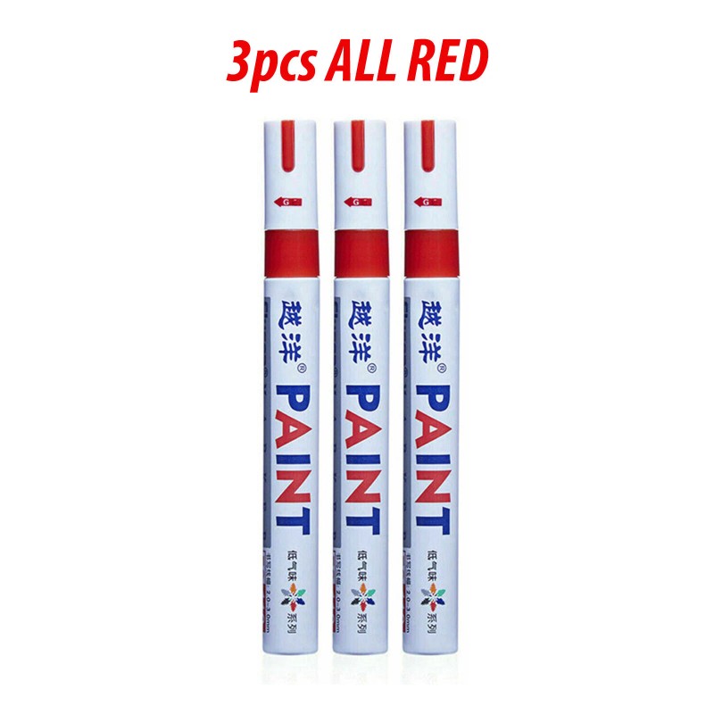 SNS 3pcs RED Paint Pen Markers Waterproof Permanent Car Tire