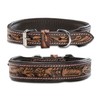 Unique Leather Dog Collar with Hand-Carved Stamping Patterns / Ornaments