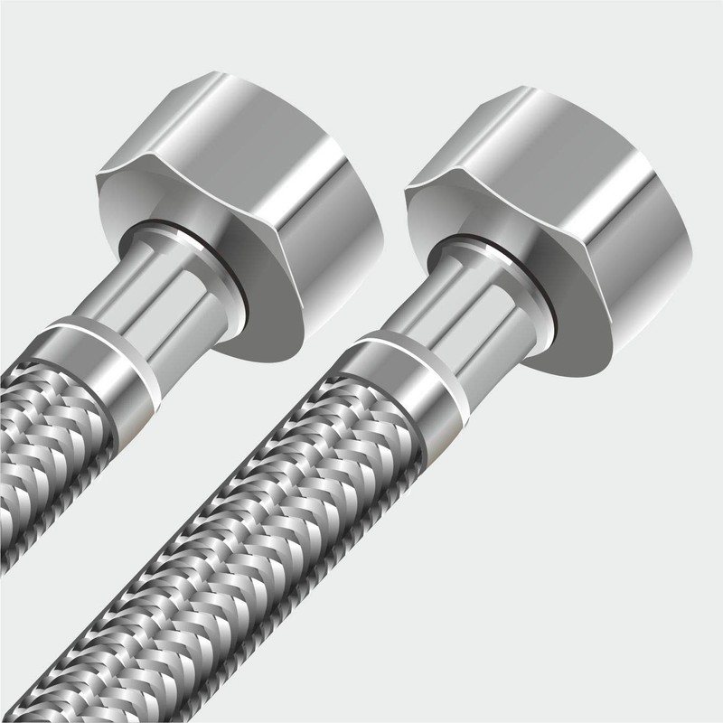 Reinforced Hose 200 cm Flexible with 1/2 Inch Union Nuts