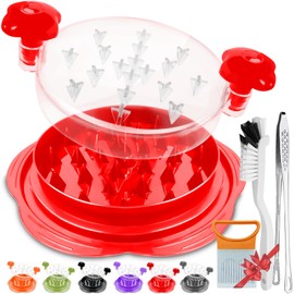 Chicken Shredder Tool Twist Large, Multifunctional Chicken Breast Shredder with Brush & Onion Holder for Slicing & Kitchen Tong, Meat Shredder for Chicken Breast, and Vegetable (Red)