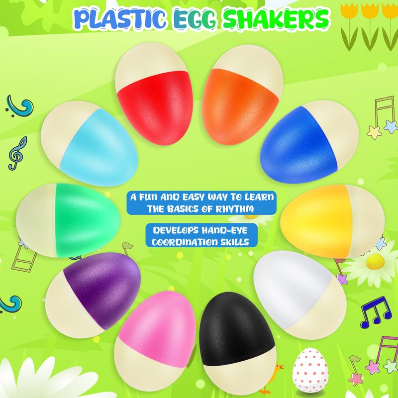 Yeshone 100 Pieces Egg Shakers Musical Instruments Percussion Maracas Egg