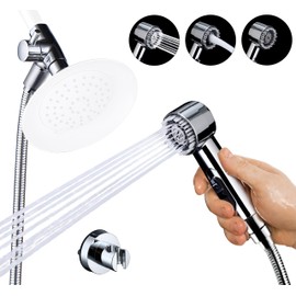 3 Mode Dog Shower Attachment, High Pressure Handheld Sprayer with ON/OFF Switch, G1/2" Metal Shower Diverter, 100 Inches Stainless Steel Hose, No Drill Hook, for Indoor Pet Bathing and Washing