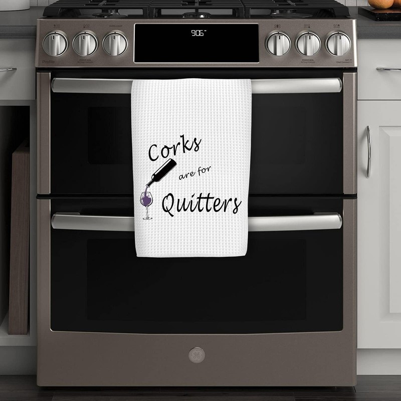 Corks are for Quitters Wine Lover Gift Hostess Towel Dish