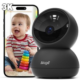 Alaga Security Indoor Cam 3K Indoor Surveillance Camera, WiFi, Swivelling, Indoor Camera Surveillance with Night Vision, People Pet Detection, Includes Three Months Cloud Storage