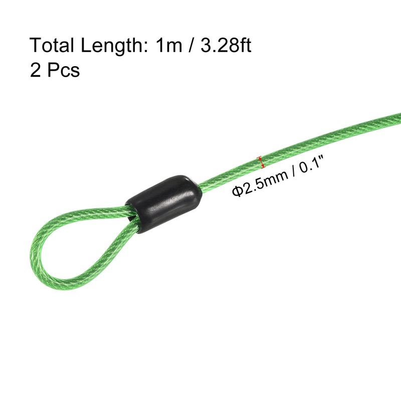PATIKIL Security Steel Cable 2.5mm x 1m/3.28ft Coated Luggage Lock