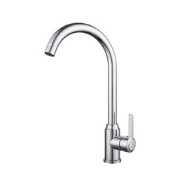 EYPVCLST Kitchen Faucet Deck Mounted Stainless Steel Chrome Sink Tap Single Handle Rotatable Hot & Cold Water Mixer Lead-Free Faucets