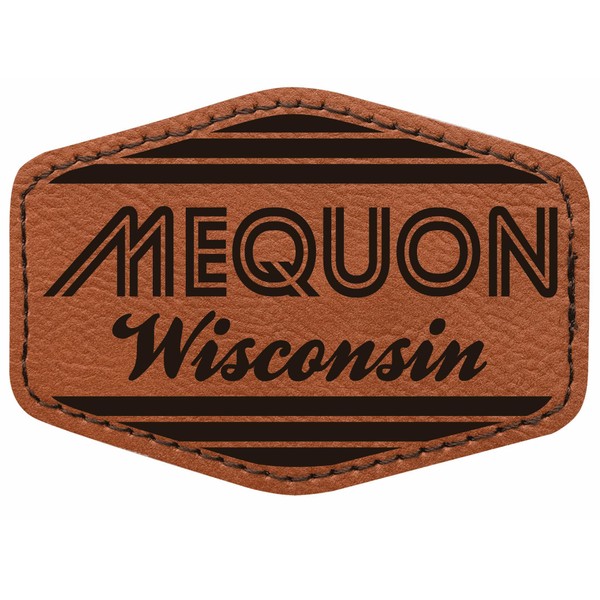 Mequon Wisconsin City Retro Souvenir 2x3 Hexagonal Iron-on Leatherette Patch