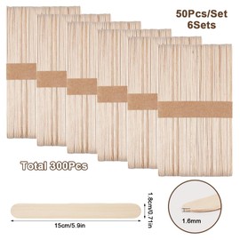Pack of 300 Wooden Sticks for Crafts, 15 cm x 1.8 cm Ice Sticks Wood for Crafts, Popsicle Sticks Made of Natural Wood, Wooden Mouth Spatula, Wooden Sticks for Ice Lolly Sticks, Wooden Spatulas for