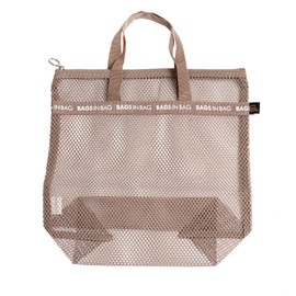 Mesh Travel Shower Caddy Tote Bag for Gym, Swim, Dorms, Bathrooms | 10"x10"x 2.5" | Brown