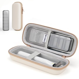Hard Travel Case with Accessories, Trimmer and Hybrid Razor Storage Bag, Waterproof Carry Case, Portable Storage Bag for O Blade Norelco Pro, Beige