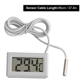 Zerone Termómetro Digital LCD para Congelador y Frigorífico, Multiusos, Alta Precisión, Sensor de 95 cm, Incluye Pilas LR44