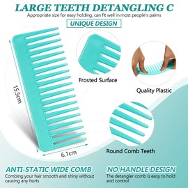 Large Hair Detangling Comb Wide Tooth Comb for Curly Hair Wet Dry Hair, No Handle Detangler Comb Styling Shampoo Comb (Cyan)