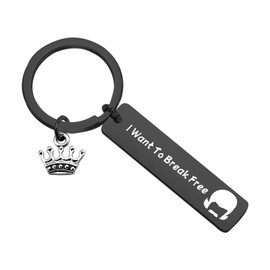 CENWA I Want to Break Free Keychain Queen Band Freddie Mercury Inspirational Gift for Queen Band Fans (Break Free K Black)