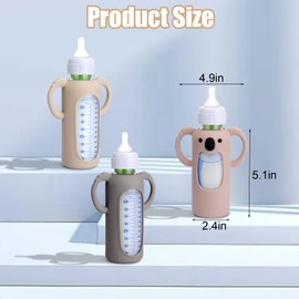 Mity rain 3 Pack Silicone Sleeves for Dr. Brown's Glass Bottles 8 OZ - Anti Breakage Baby Bottle Holder, Compatible with Dr. Brown's Glass Bottles for Babies with Handle