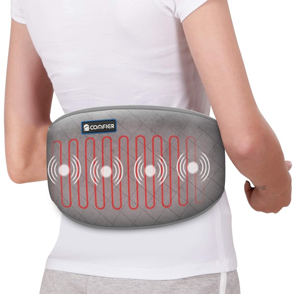 Comfier Heating Pad with Massager,Back Massager with 2 Heat Levels & 3 Massage Modes,Heating Pads for Cramps,Heated Massage Belt for Abdominal, Lumbar,Fit for Women,Men Gray