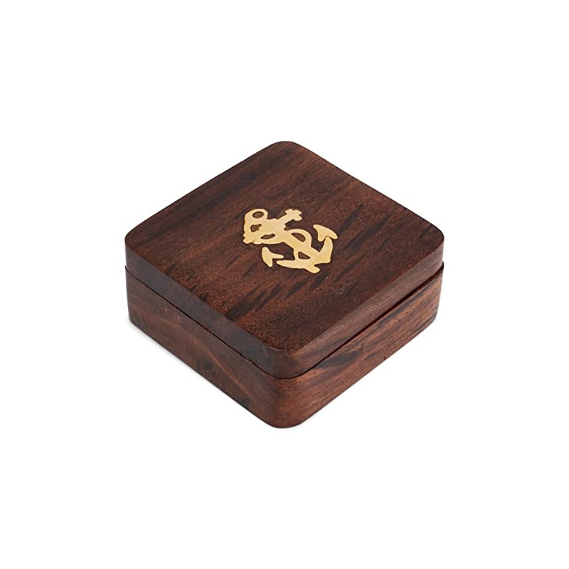 NKlaus Compass in Wooden Folding Box 6.5 x 6.5 cm
