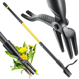Weed Puller Tool Stand Up Heavy Duty, 45" Weed Remover Tool with Long Handle and 4-Claw Steel Head, Manual Weeding Tool for Garden Lawn Yard, Easily Remove Weeds Without Bending