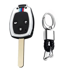 TECART Key Fob Cover Fit for Honda Civic Jazz Pilot Accord CR-V Freed Key Case Housing Accessories Protector 3 Button Silver