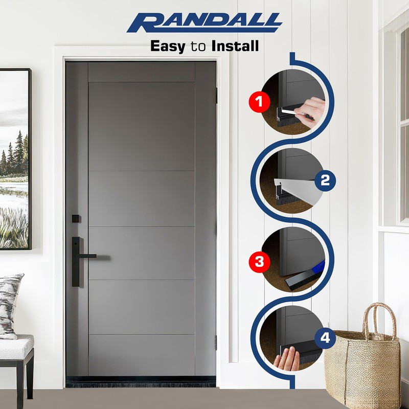 Adhesive Backed Brush Sweep Door Sweep (Black, 4 FT -