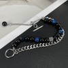 Rockyu Men's Bracelet, Stylish, Double Chain, Stainless Steel, Natural Stone,