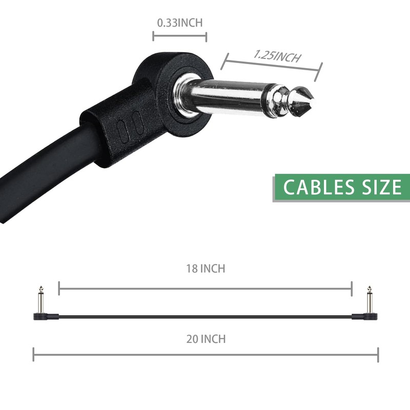 GOGHOST 18 Inch Guitar Patch Cables, 1/4" TS Right Angle