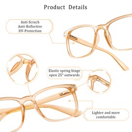 LifeArt Blue Light Blocking Glasses, Anti Eyestrain, Computer Reading Glasses, Gaming Glasses, TV Glasses for Women Men, Anti Glare (Champagne, +2.25 Magnification)