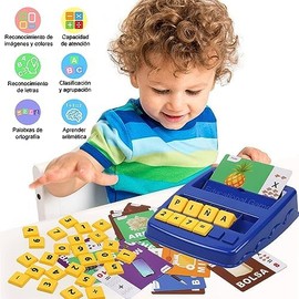 Juego Didacticos 2 en 1 de Números y Letras, Español Alfabetización Interesante Juego con 64 Tarjetas Flash, 128 Palabras, Juguetes Educativos
