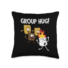 Smores Group Hug S'mores Camping Food Marshmallows on Fire Throw Pillow