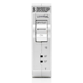 Leviton 15A 1-Pole Plug-On AFCI/GFCI Branch Circuit Breaker, Thermal Magnetic, 120 VAC, LB115-DFT, White