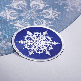 PaperDirect Blue and Silver Snowflake Embossed Foil Seals, 48 Count