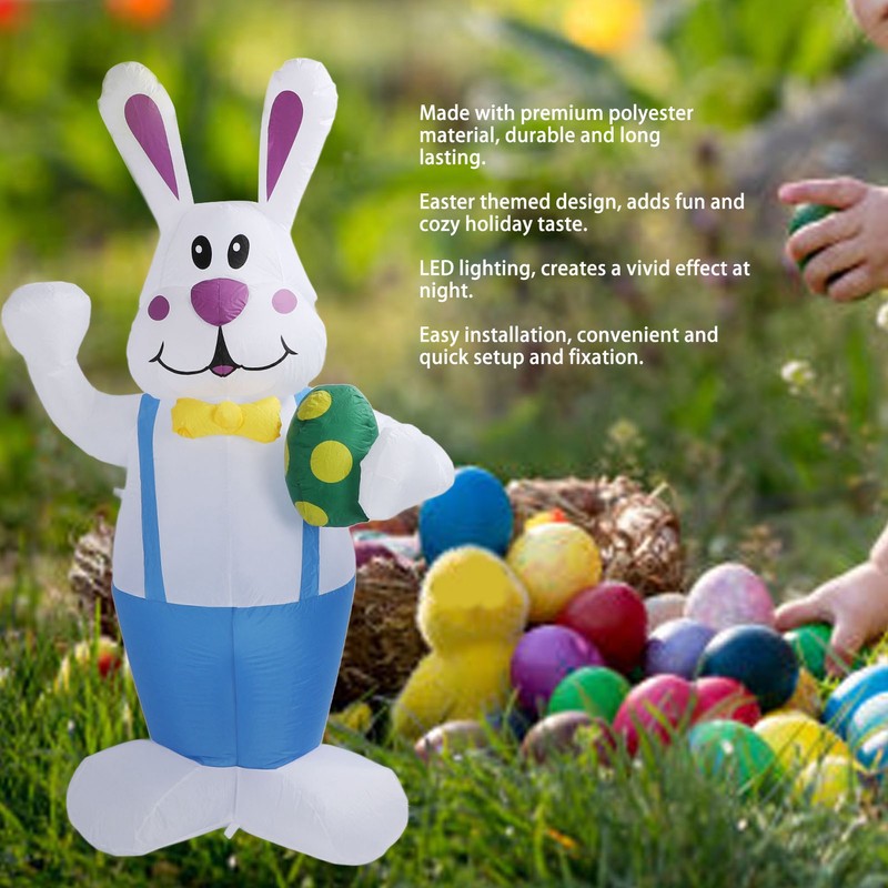 Inflatable Bunny Yard Decoration 6.2ft with LED Lighting Cute Easy