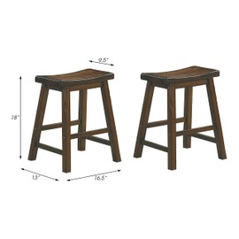 Lexicon Victoria Saddle Wood Dining Stools (Set of 2), 17.5" SH, Distressed Cherry