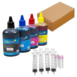 CIS Inks Standard Universal Black Refill Ink - 400 ml (16.9 oz) Dye-Based Ink for All Printers B, Y, M, C + Refill Tool Kits Blunt Injectors