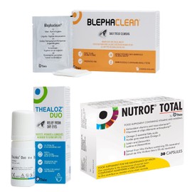 HAYFEVER Eye Care Bundle (1 x Blephaclean 20 Eyelid Wipes, 1 x Thealoz Duo 10ml and 1 x Nutrof Total 30 caps)