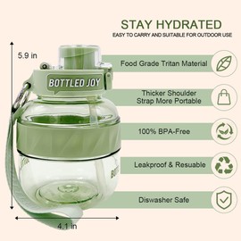 Louis Donné Water Bottle 0.6 L, Sports Water Bottle, BPA-Free, Leak-Proof, Water Bottle, Sports Bottle, Ideal for Bicycle, School, Fitness, Outdoor, Green