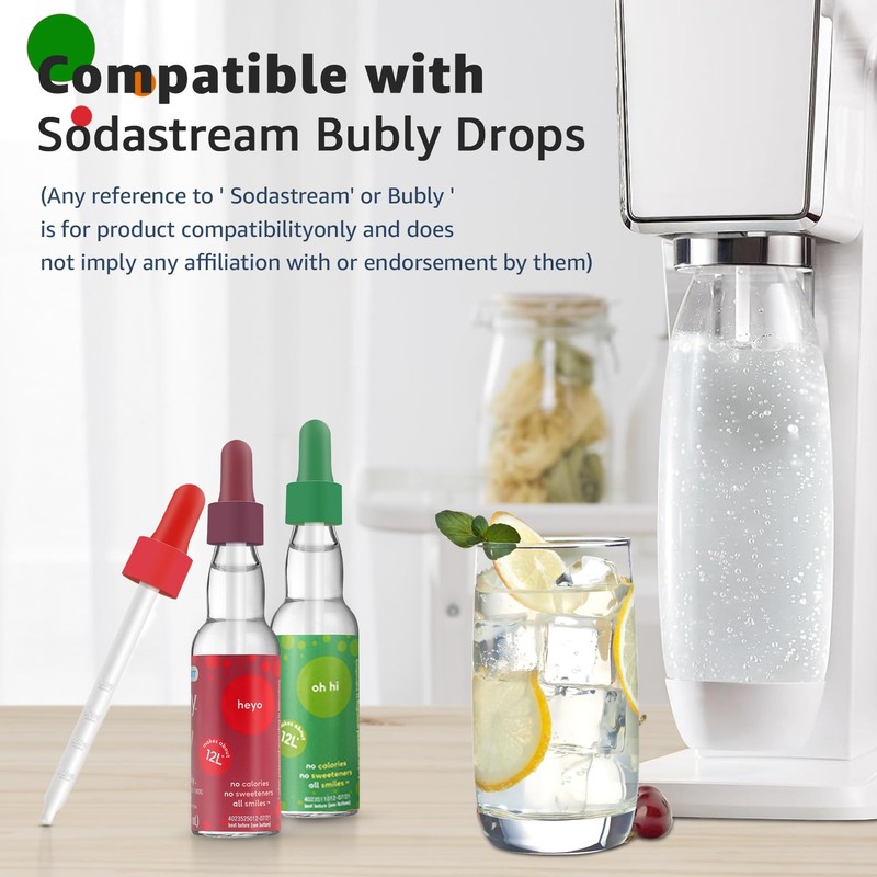 Dropper Pipettes Compatible with SodaStream Bubly Bubbly Drops Flavors