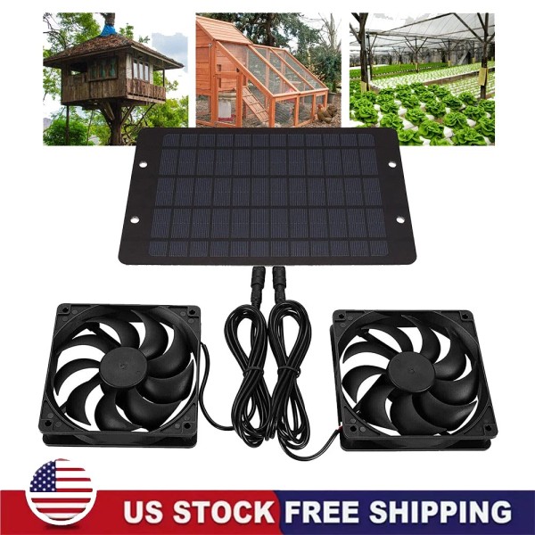 Unbranded Solar Powered Dual Exhaust Fan Solar Panel Fan 10W