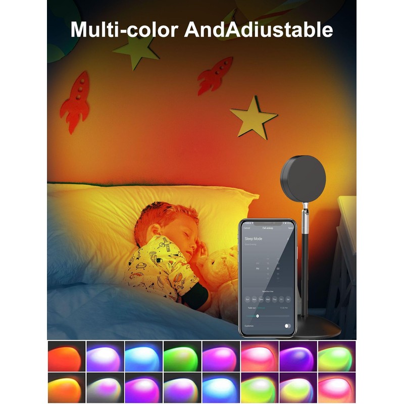 UanTii Tuya Smart Sunset Lamp Wireless Bluetooth Sunset Projector RGB
