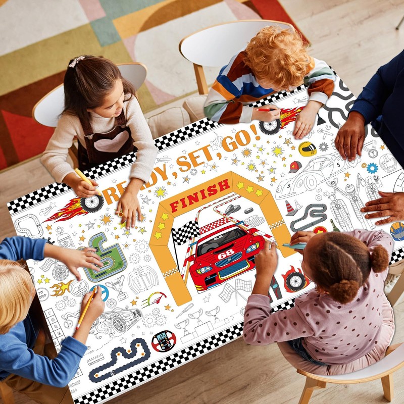 Naozinebi Race Car Giant Coloring Poster Large Racing Theme Drawing