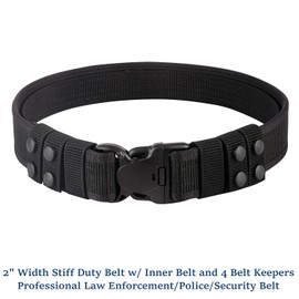 Dotacty 2" Police Duty Belts Law Enforcement Security Officer Tactical Utility Belt w/Hook Liner 4 Keepers 1.5" Loop Underbelt M
