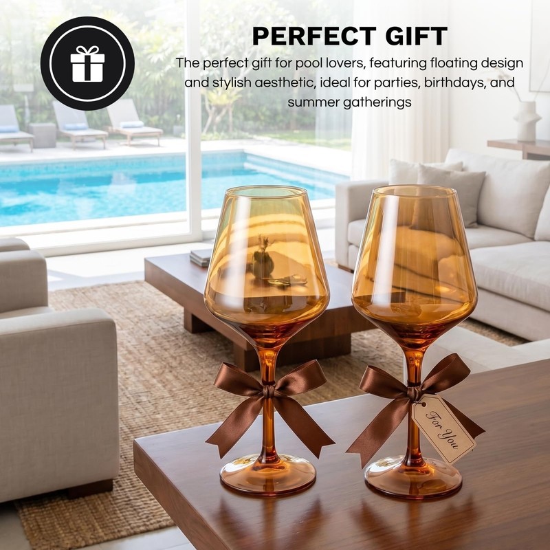 Floating Wine Glasses for Pool (18 Oz | Set of