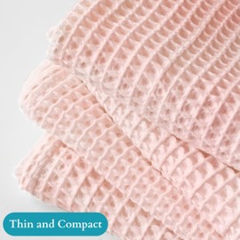 Viva Maison Waffle Towels Set for Bathroom, Bath & Hand Towel Set of 2, Turkish Cotton Lint-Free Quick Dry Light Pink Towels (Light Pink, Set of 2 Mix Towels)