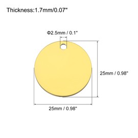 sourcing map Metal Round Tags Stamping,Gold Blank Dog Tags 1 Inch Circle DIY Engraving Blank Tags 10 Pcs,Stainless Steel with Hole for Pet Dog ID Tags,Pendant Decoration,Craft Tags