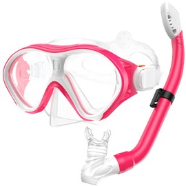 Gintenco Snorkeling Gear for Kids, Dry Top Kids Snorkel Set for Age 6-14, Anti-Fog Tempered Glass Swimming Goggles Anti Leak Diving Mask 180 Degree View for Youth Toddler Girls Boys