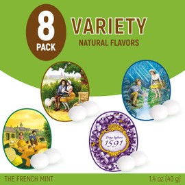 Les Anis de Flavigny Candy Mints, The French Mints, Vegan, Non-GMO, Made in France, 2 Boxes each of Anise, Lemon, Mint, and Violet Flavors, 40g Box, 8-Pack